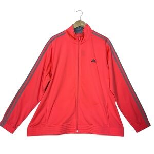 ADIDAS sz 3X Large Performance Track Jacket Full Zip 3 Stripes Coral Unisex